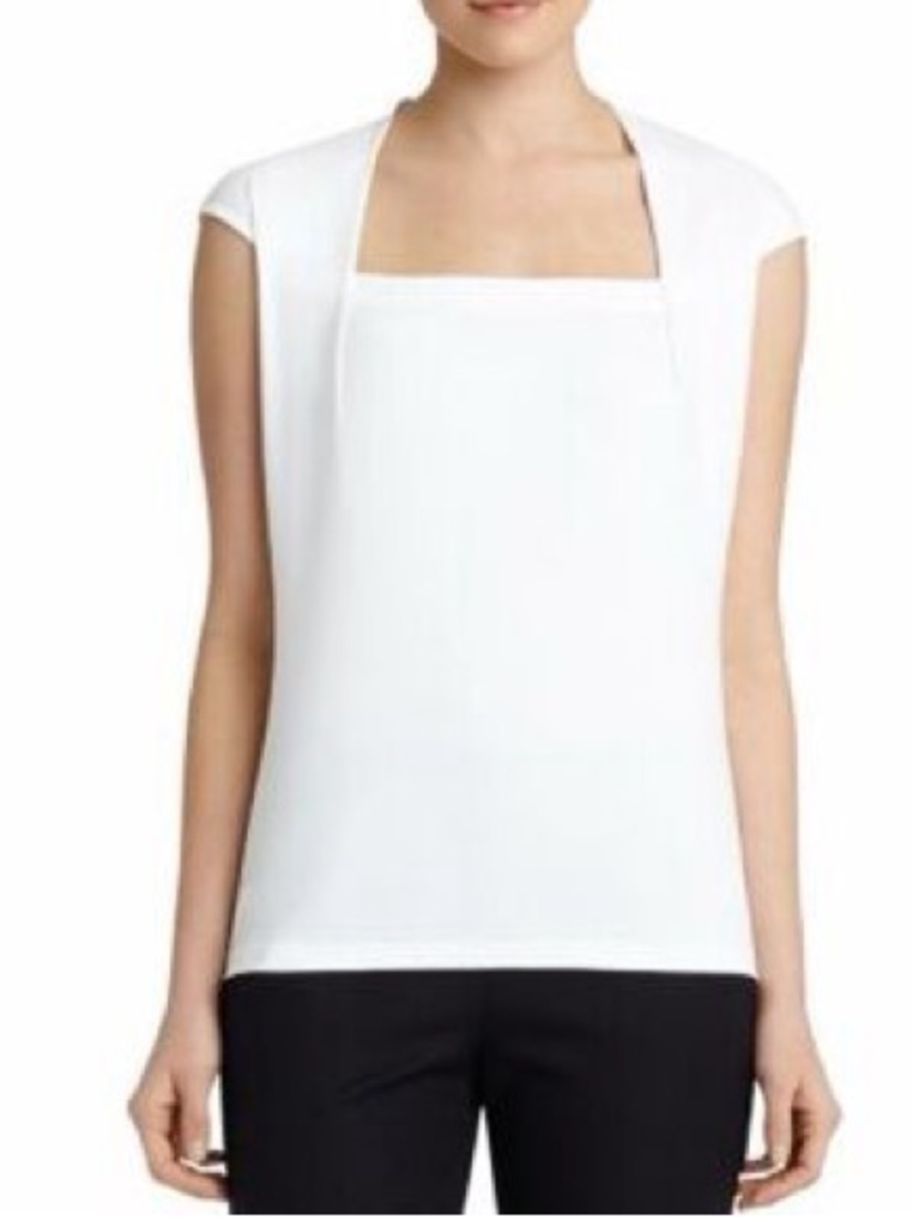 Lafayette 148 New York "Giada" Striking Structured Square-Neckline Modern Top